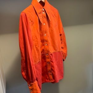 Ganni red & orange denim shirt